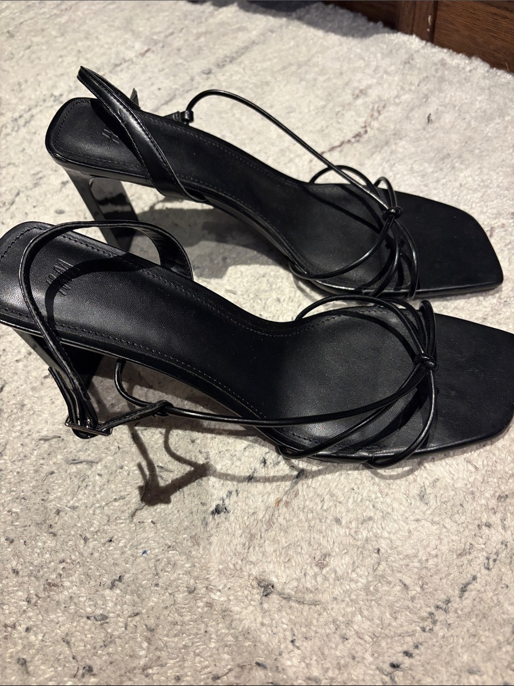 H&M Black Strappy Knot Slingback Heels